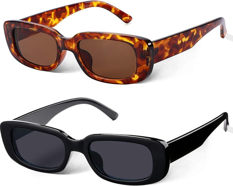 Braylenz 2 Pack Trendy Rectangle Sunglasses for Women Narrow Square Frame Shade 100% UV Blocking | Amazon (US)