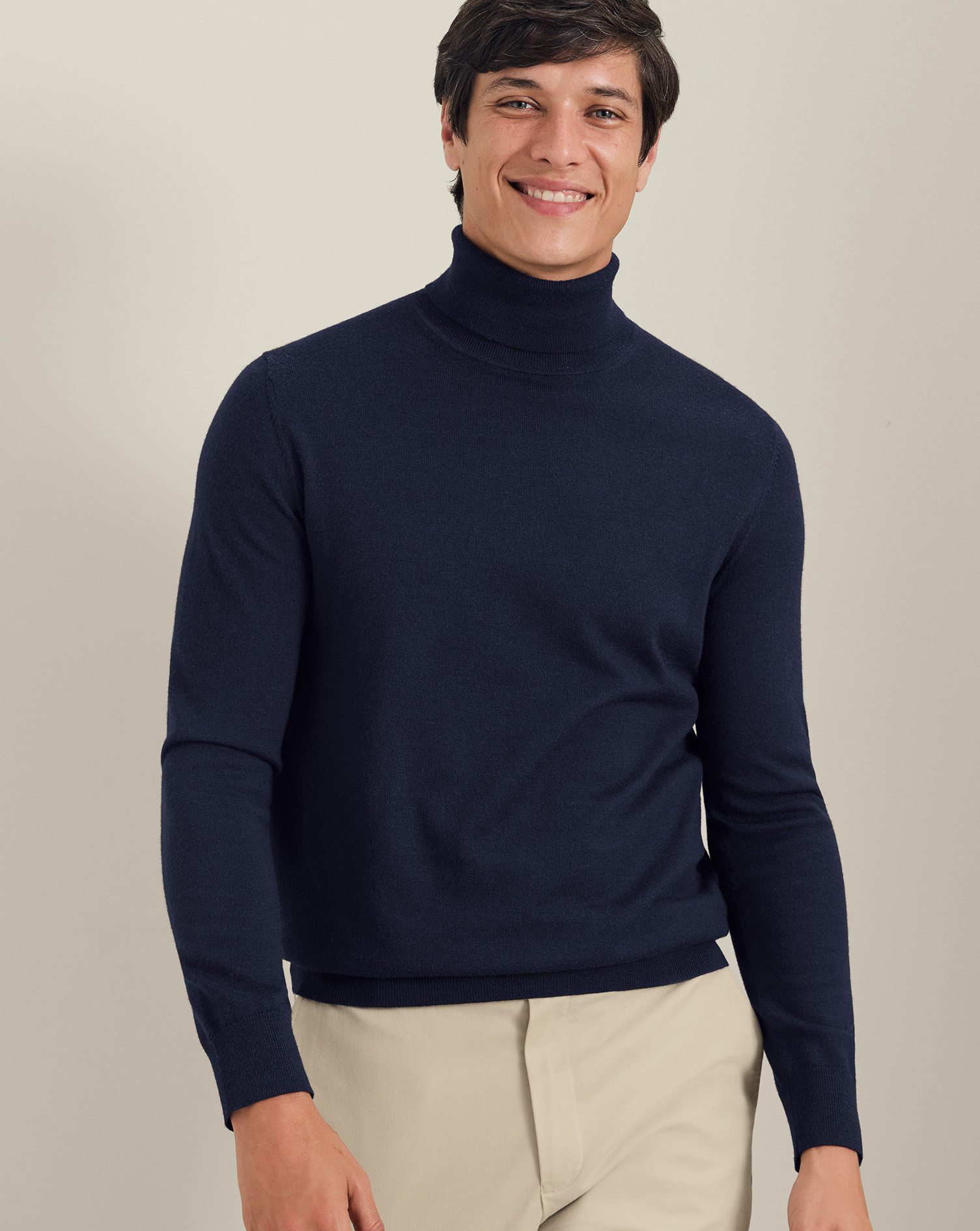 Pure Merino Turtleneck Sweater - Navy | Charles Tyrwhitt