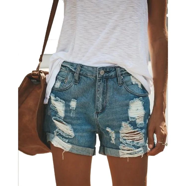 Women's Summer Sexy Street Fashion Hole All-match Straight Shorts Jeans | Walmart (US)