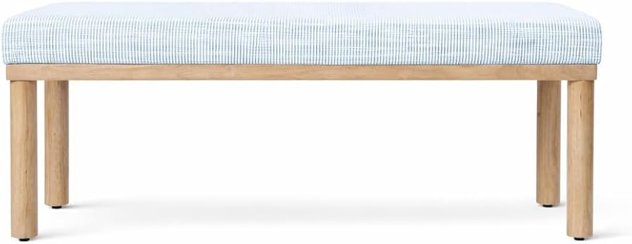 HomePop Oslo Bench - Blue Pinstripe Fabric | Amazon (US)