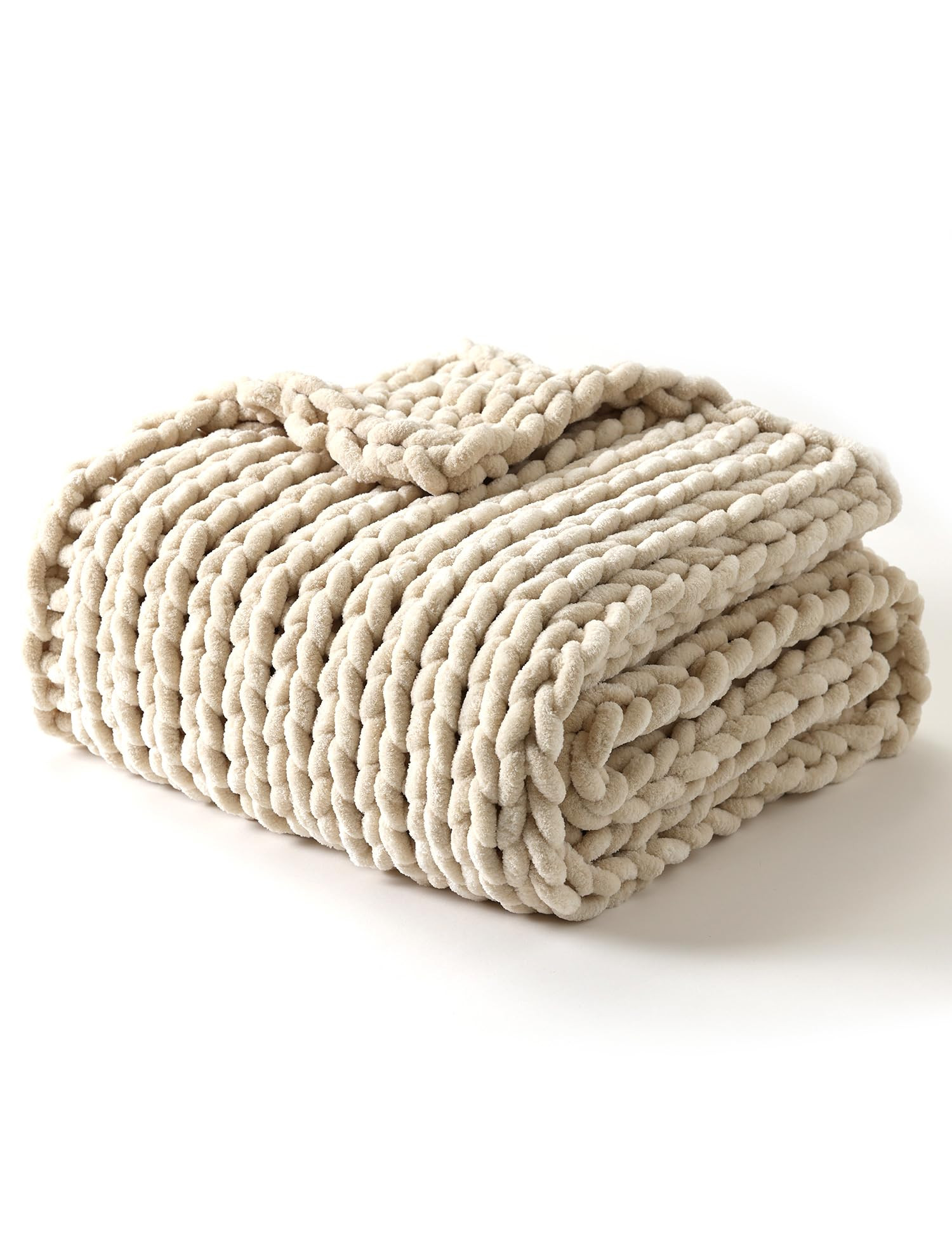 YnM Chunky Throw Blanket, Hand Knitted with Chenille Yarn, Skin Friendly, Ventilated and Breathab... | Amazon (US)
