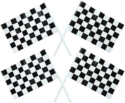 GiftExpress 72pc, Mini Plastic Checkered Flags Party Supplies 4 x 6 Inch/Black and White Racing F... | Amazon (US)
