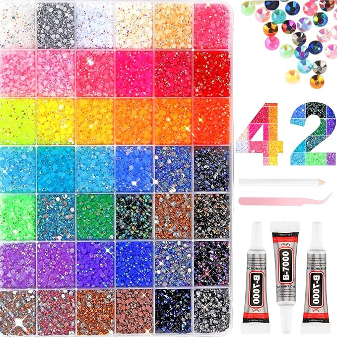 52000Pcs 42 Colors Resin Jelly Rhinestones for Bedazzling, 3mm Multicolor Resin Flatback Gems for... | Amazon (US)