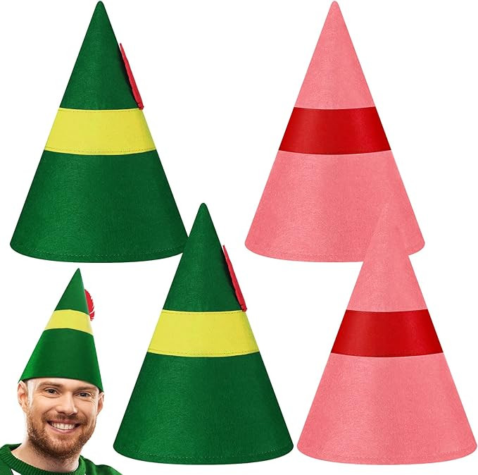 4 Pcs Christmas Elf Hats for Adults The Elf Costume Accessories Holiday Santa Elves Hats for Men ... | Amazon (US)
