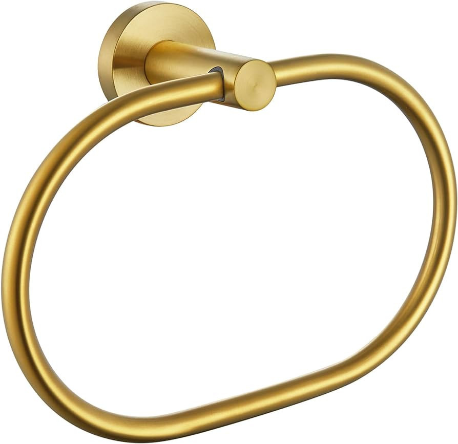 Towel Ring Brushed Gold, Angle Simple SUS 304 Stainless Steel Modern Towel Holder, Bathroom Hand ... | Amazon (US)