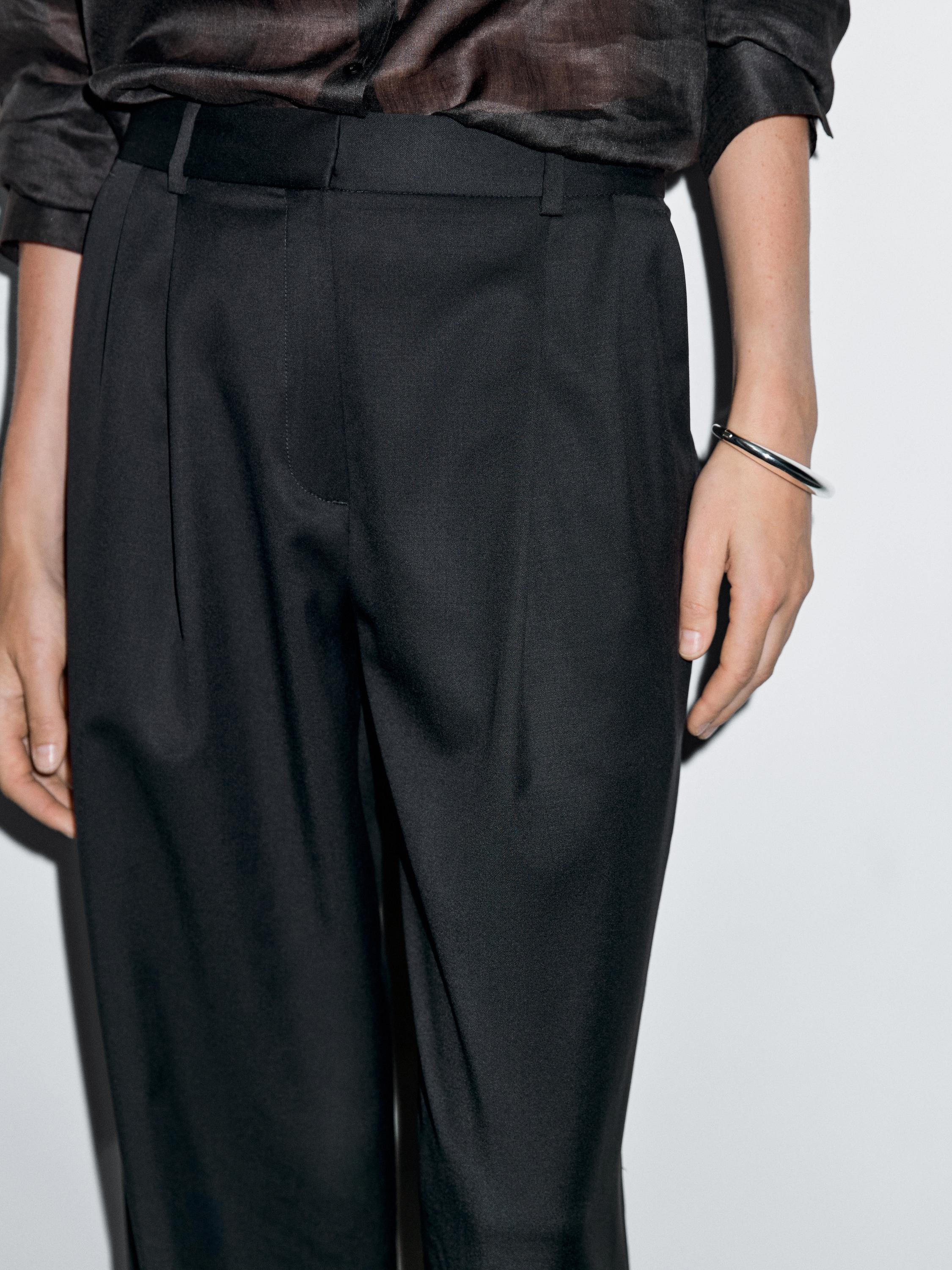 Hose aus reiner extrafeiner Wolle mit Zierfalten | Massimo Dutti DE