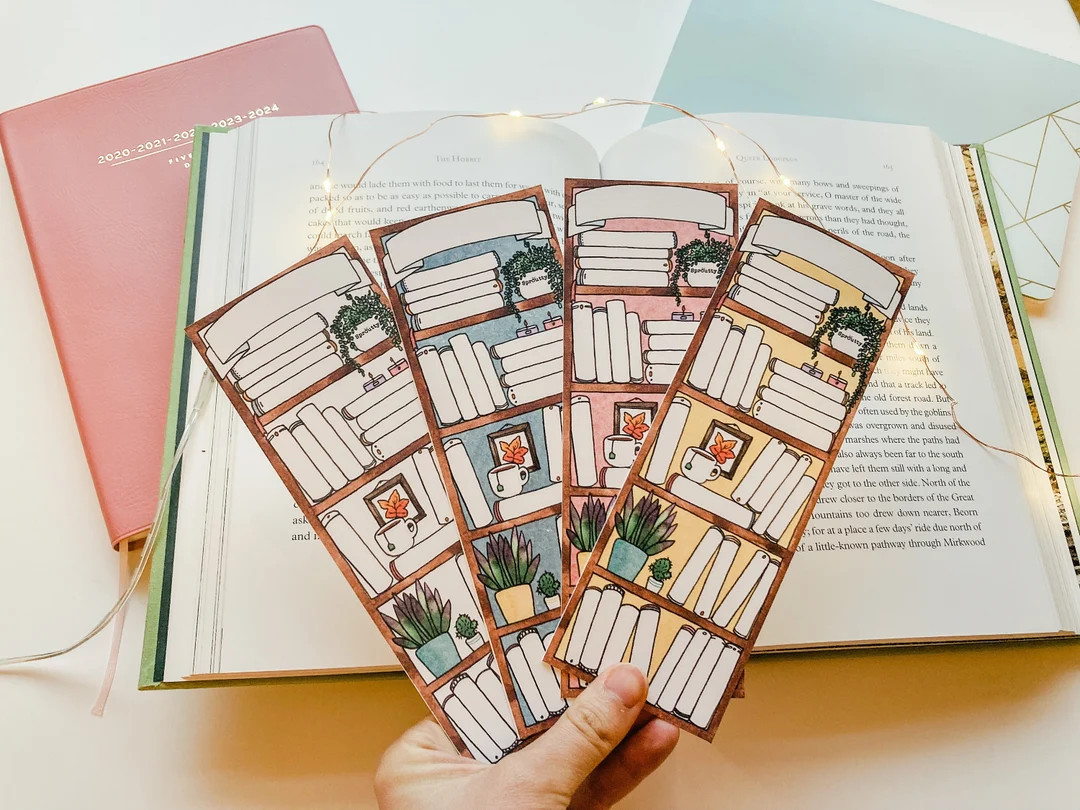 Bookshelf Bookmark Reading Log Bookmark 4 Colors Reading Tracker Printed on Cardstock Paper - Ets... | Etsy (US)