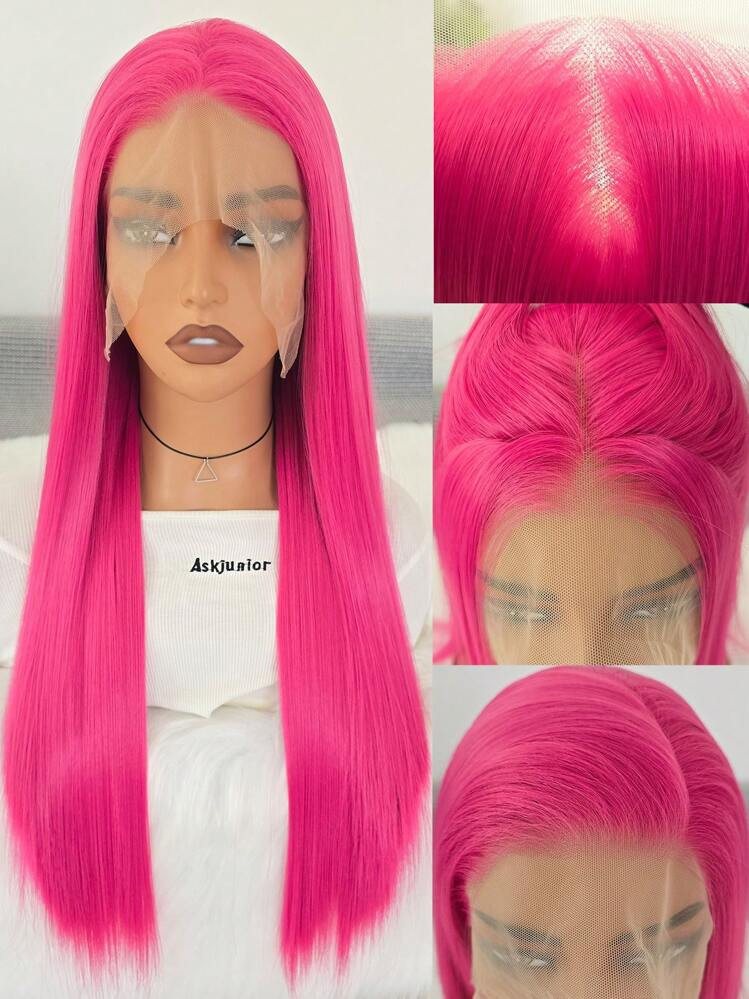 websterwigs Elegant 13x4 Lace Front Straight Hair Wig, 26 Inches, Rose Red/Pink/Light Pink, Synth... | SHEIN