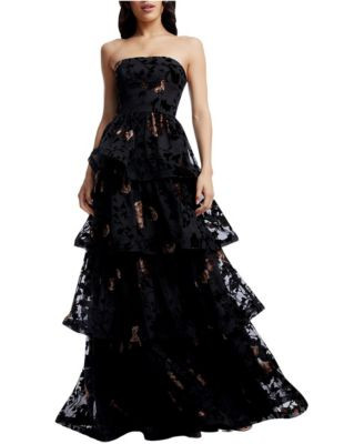 Women's Willa Strapless Tiered Floral-Print Gown | Macy's
