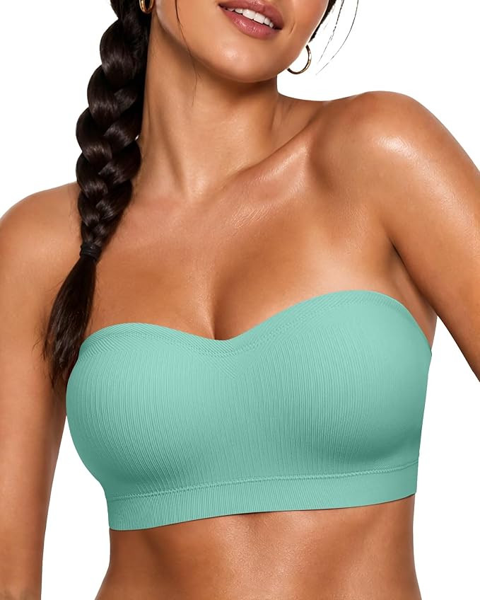 Vertvie Strapless Bra Wireless Push Up Bandeau S-Large Breast | Full Support & Coverage, Non-slip... | Amazon (US)