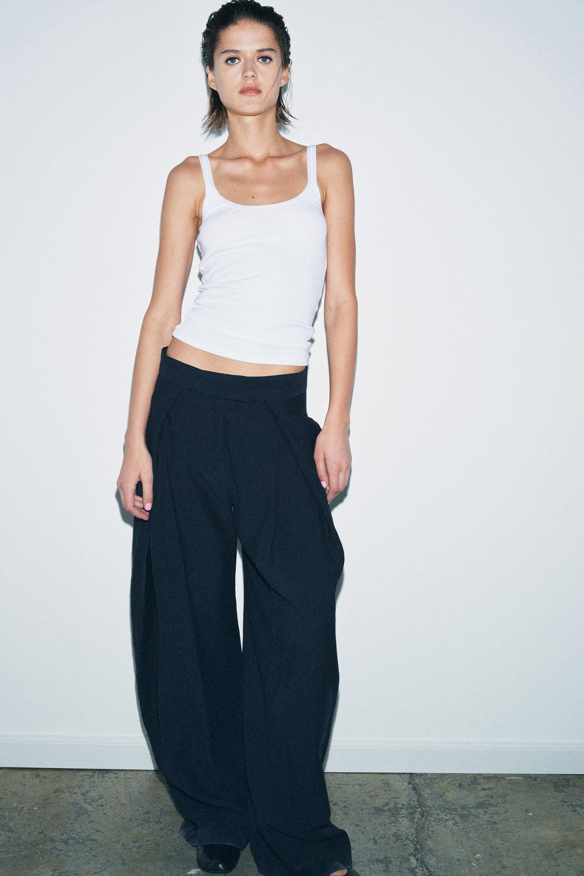 ZW COLLECTION WIDE LEG PLEATED PANTS | Zara US