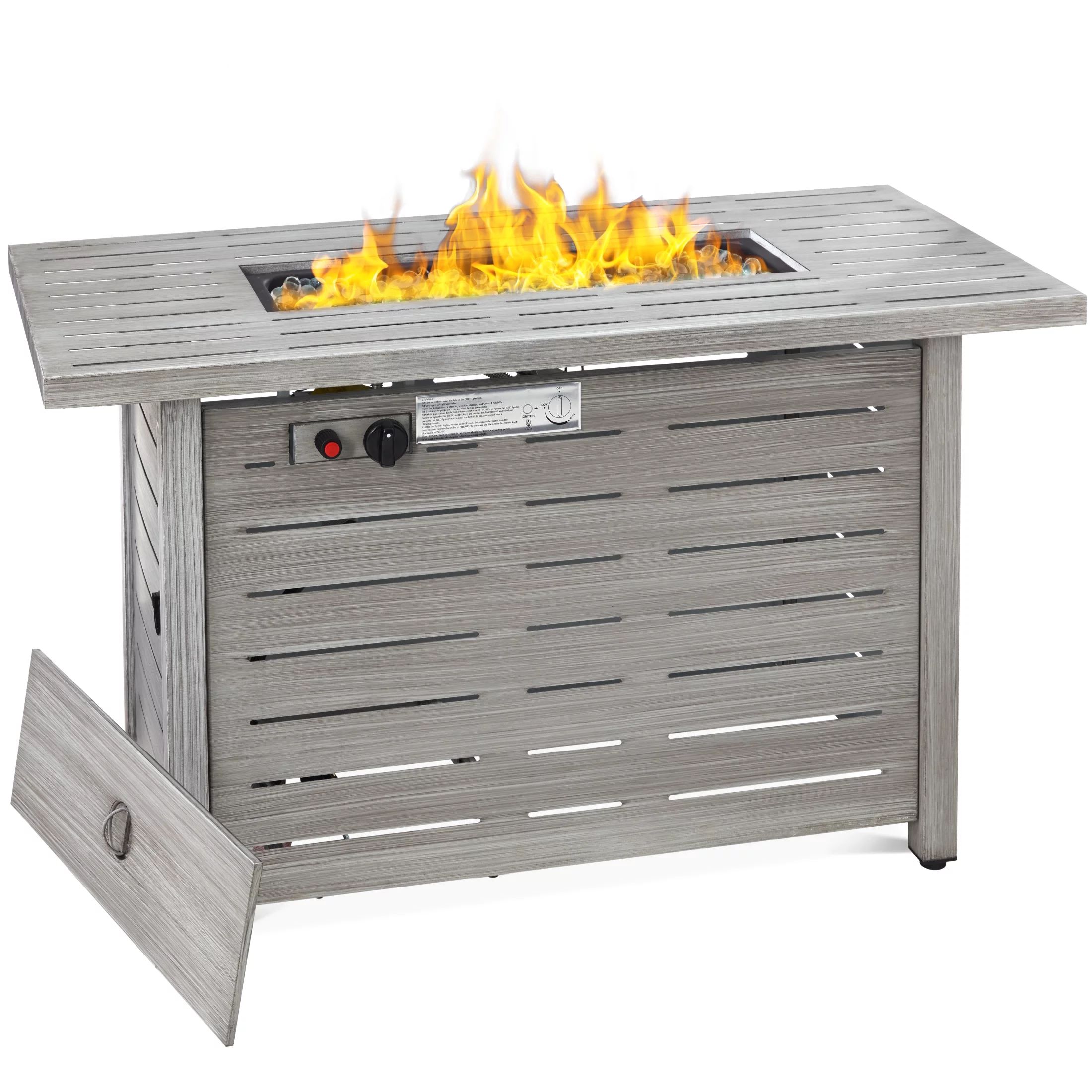 Best Choice Products 42in Fire Pit Table 50,000 BTU Rectangular Steel Propane Gas w/ Cover, Glass... | Walmart (US)
