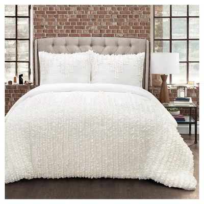 White Ruffle Stripe Comforter Set - Lush Decor® | Target