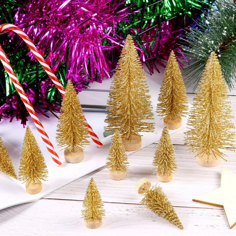 24PCS Artificial Mini Christmas Tree Sisal Snow Trees Bottle Brush Christmas Trees Pine Trees Orn... | Walmart (US)