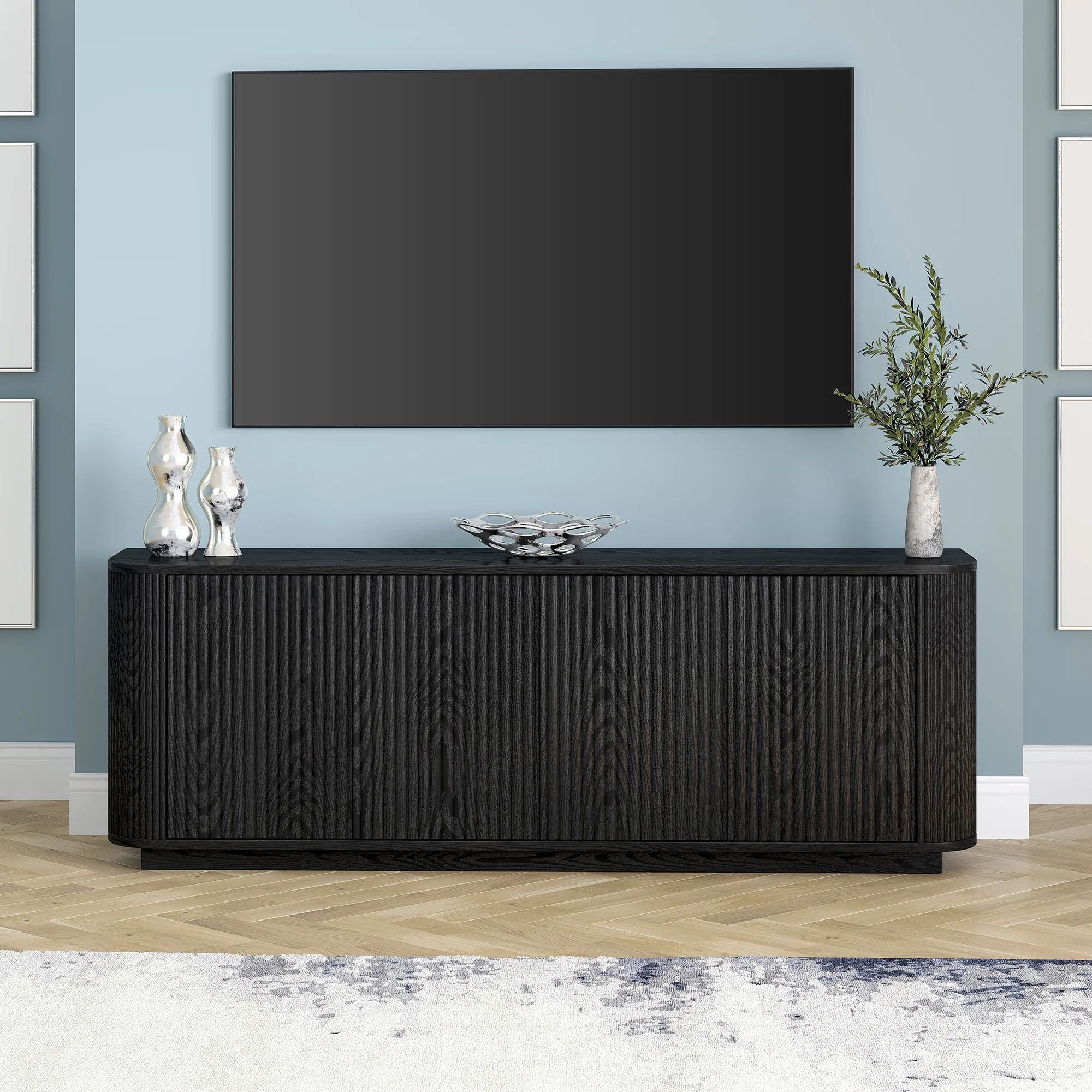 Evelyn&Zoe Canton Transitional TV Stand For TVs up to 75", Black Grain - Walmart.com | Walmart (US)