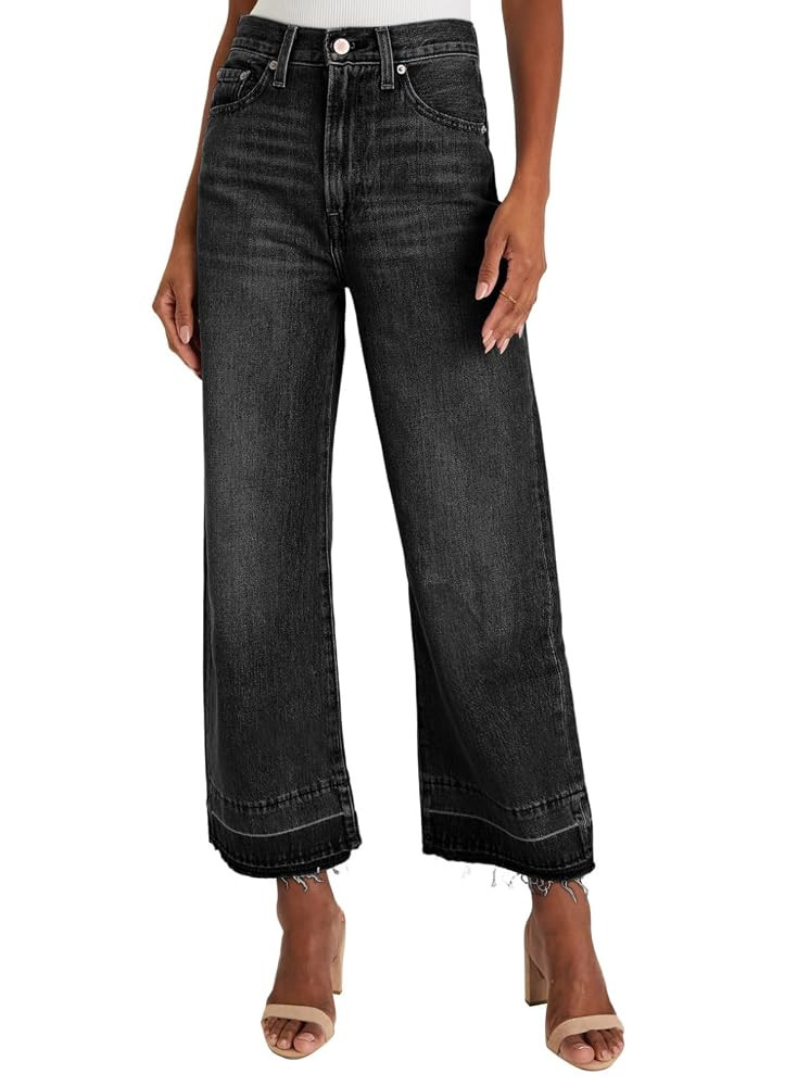 Astylish Women's High Waisted Wide Leg Jeans Trendy Straight Leg Jeans Zimbaplatinum Denim Pants | Amazon (US)