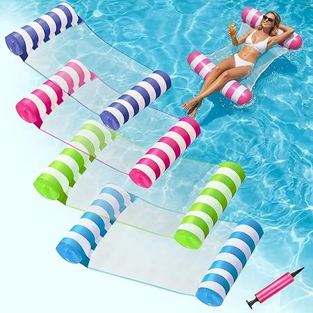 4 Pack Inflatable Pool Floats, OKSUWATER 4-in-1 Water Hammock, Pool Floats Adult Size for Swimmin... | Amazon (US)