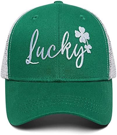 St Patricks Day Trucker Hat for Men, Lucky Adjustable Washable Green Shamrock Baseball Cap | Amazon (US)