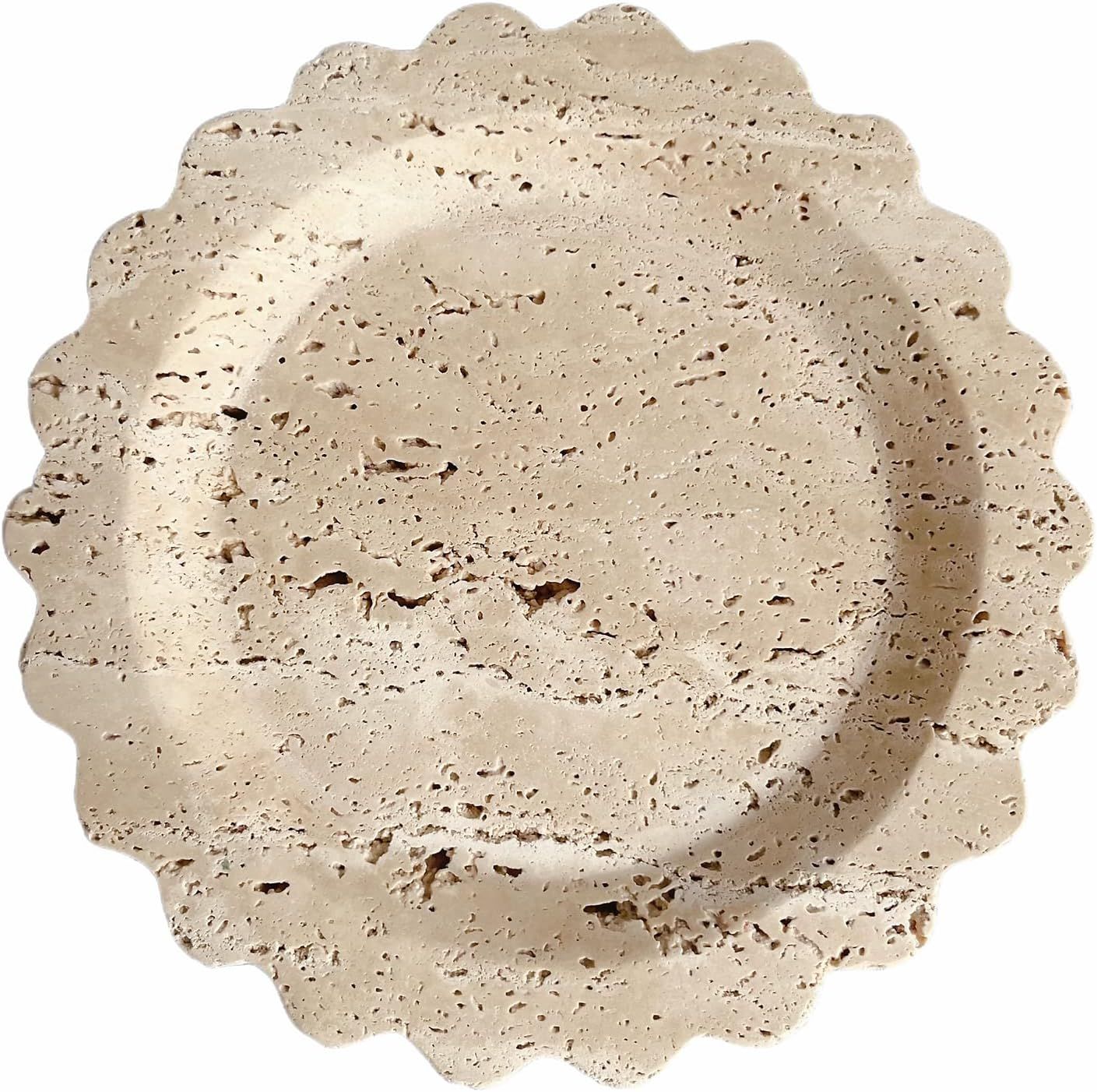Travertine Marble Tray Round Scalloped Tray Small Serving Platter for Counter, Bathroom, Kitchen,... | Amazon (US)