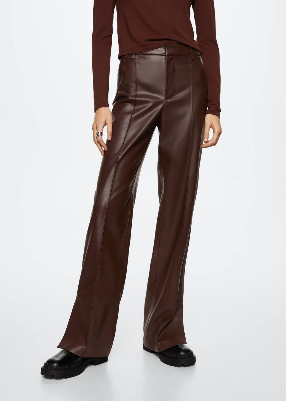 Faux leather oversize blazer -  Women | Mango United Kingdom | MANGO (UK)