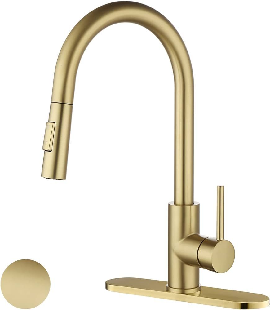 Havin Gold Kitchen Faucet with Pull Down Sprayer, High Arc Stainless Steel Material, with cUPC Ce... | Amazon (US)