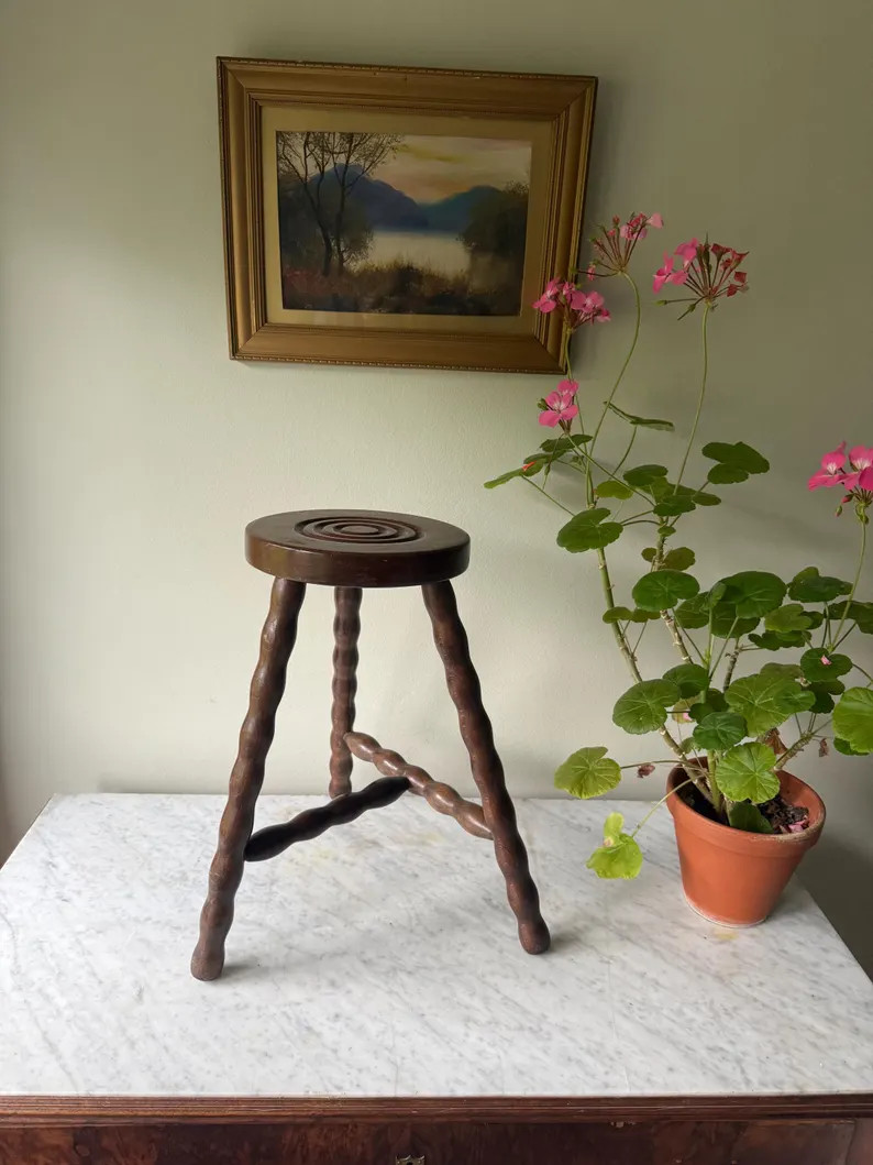 Vintage French Bobbin Stool | French Bobbin Stool | French Milking Stool | Rustic French Country ... | Etsy (US)