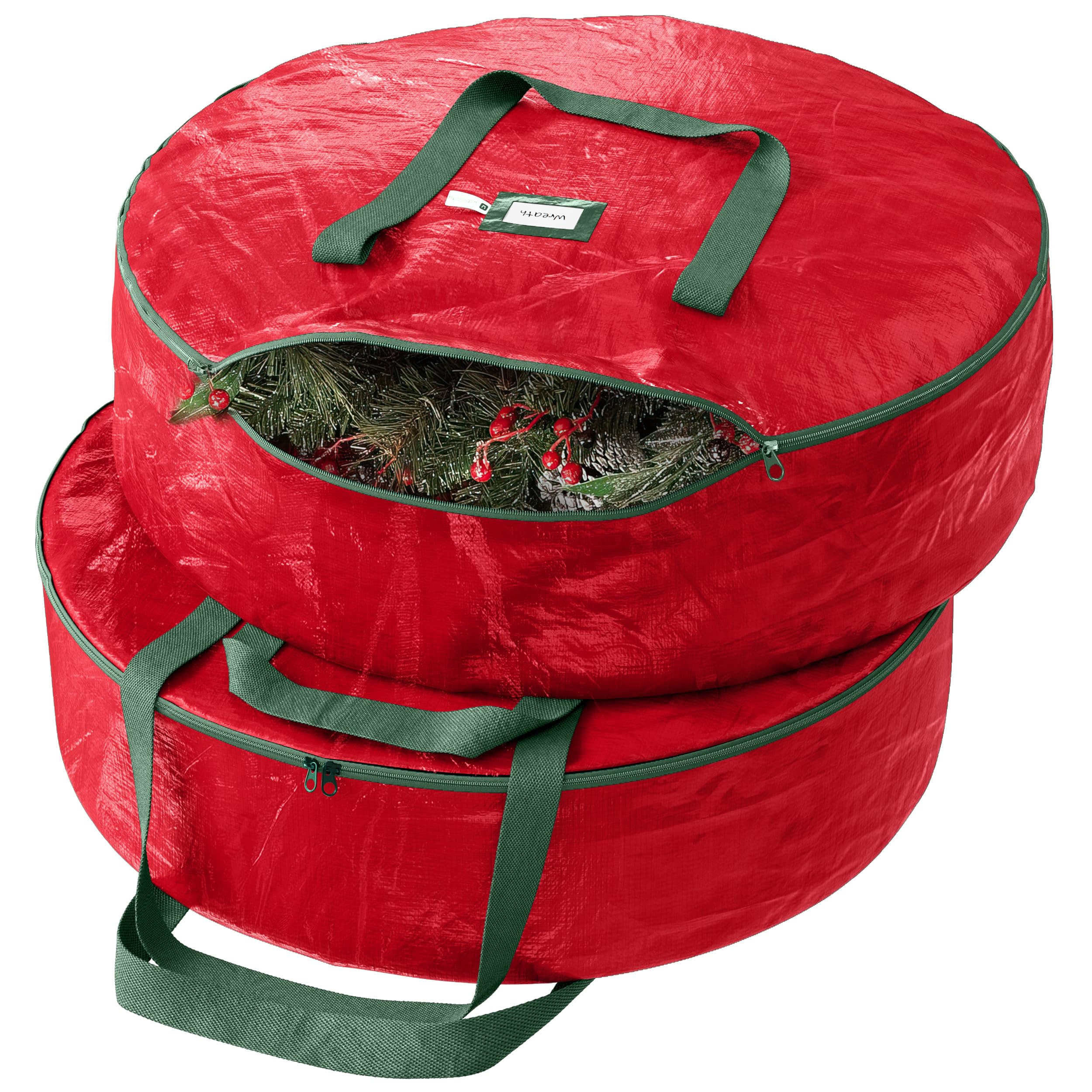 Heavy Duty Wreath Storage Bag 30 Inch, 2-Pack - Christmas Wreath Storage Container Red - Waterpro... | Amazon (US)