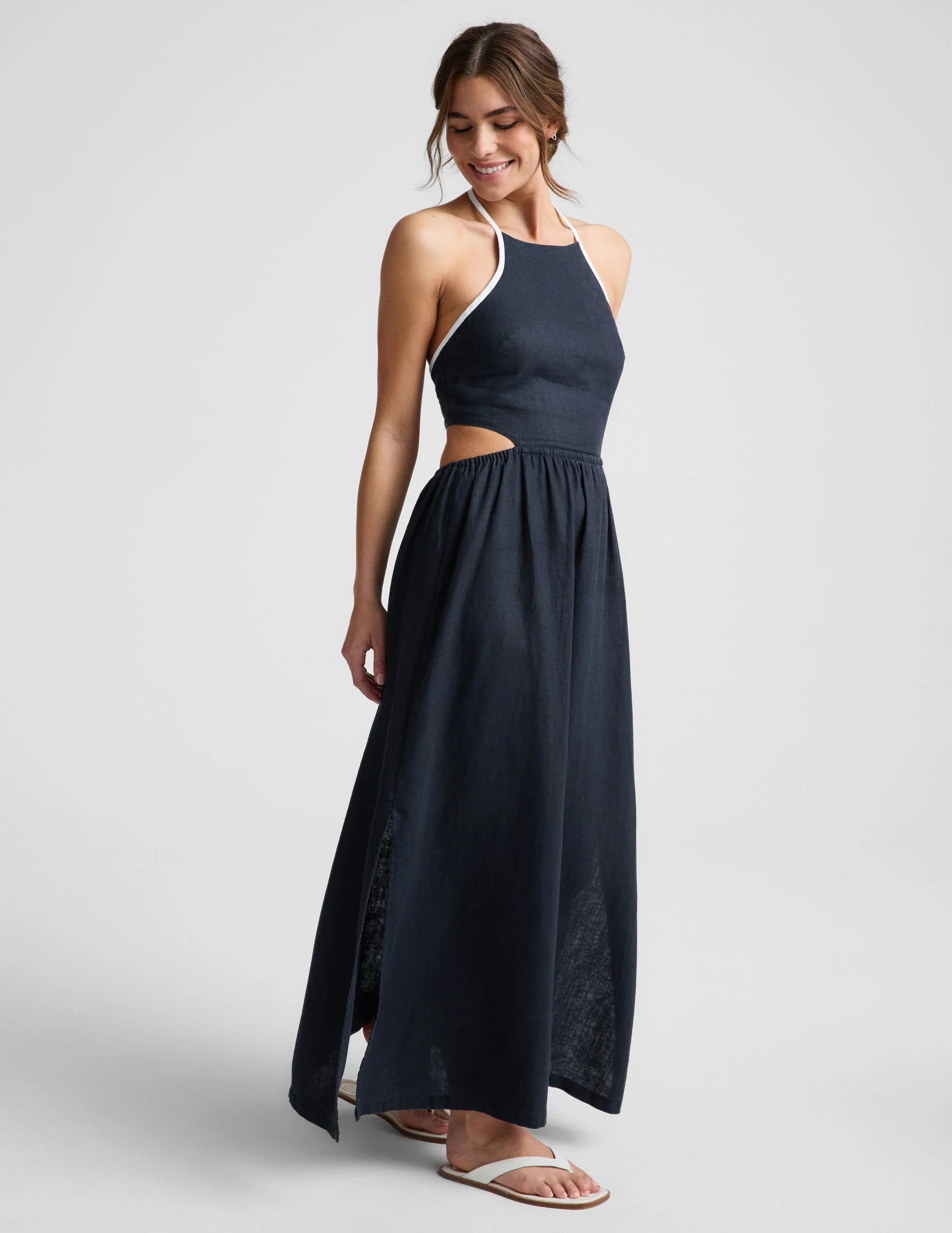 SoftWash Linen Halter Dress | Beyond Yoga | Beyond Yoga