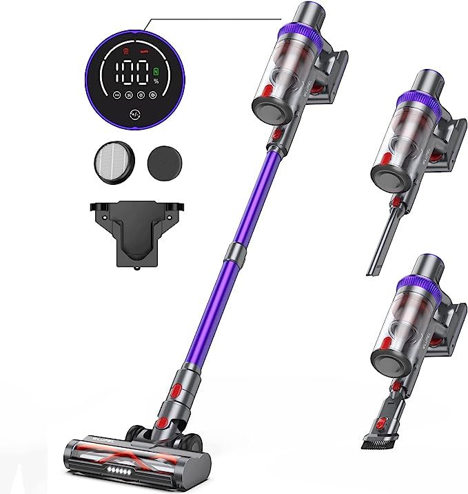 Cordless Vacuum Cleaner, 33Kpa Stick Vacuum Cleaner, 400W Handheld Vacuum with LED Touch Screen, ... | Amazon (US)