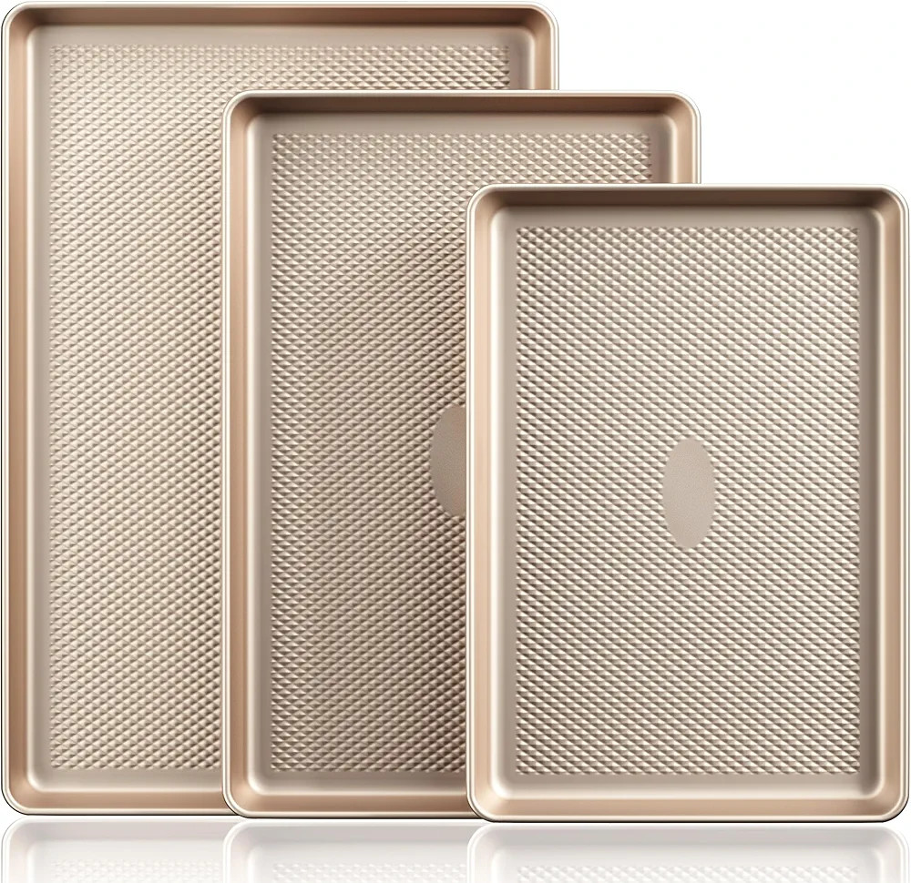 HONGBAKE Juego de bandejas para hornear, bandejas de galletas para horno, sartenes antiadherentes... | Amazon (US)