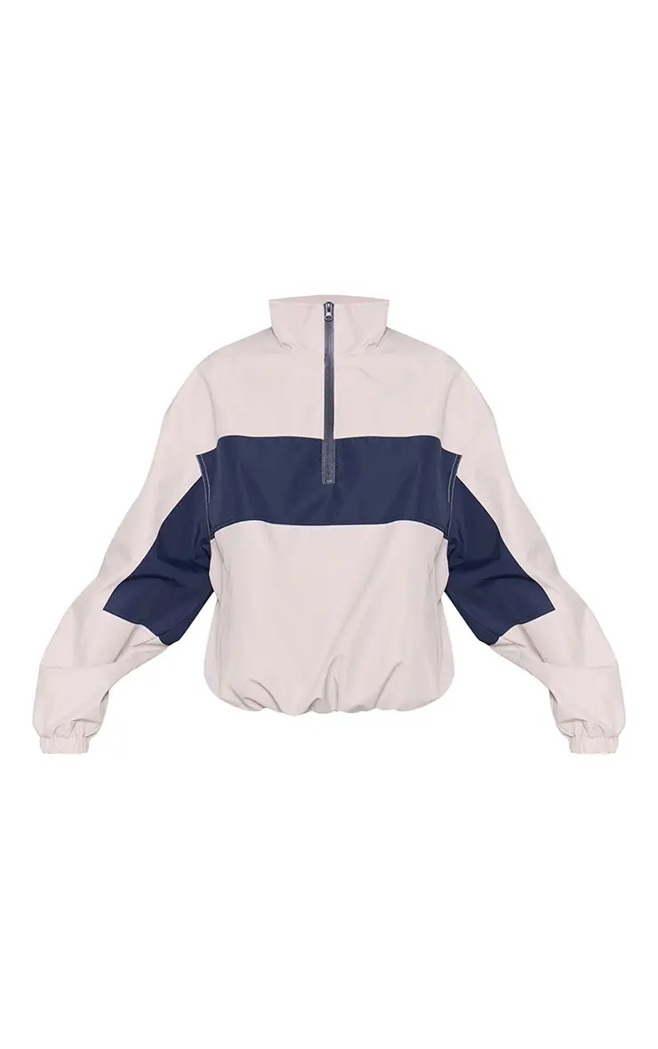 Beige Half Zip Windbreaker | PrettyLittleThing UK