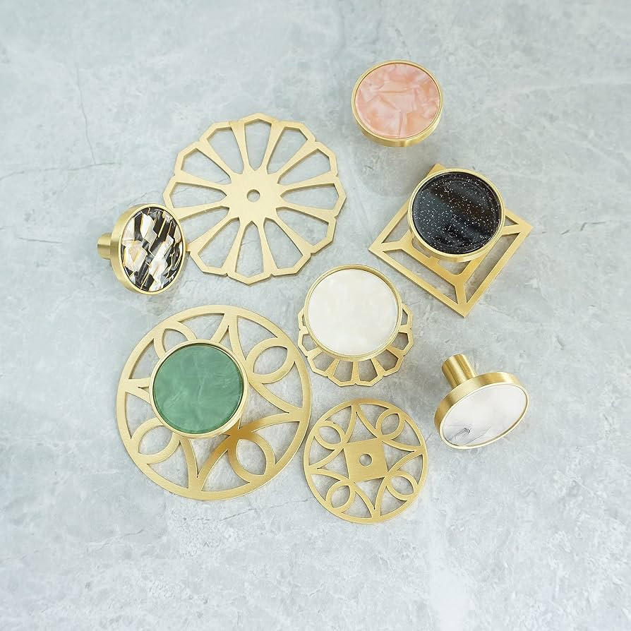 MFYS Green Brass Knob with Backplate Drawer Pulls Kitchen Cabinet Knob Pink Dresser Handle Green ... | Amazon (US)