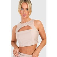 Womens Cut Out Crop Top - Beige - 10 | boohoo (US & Canada)