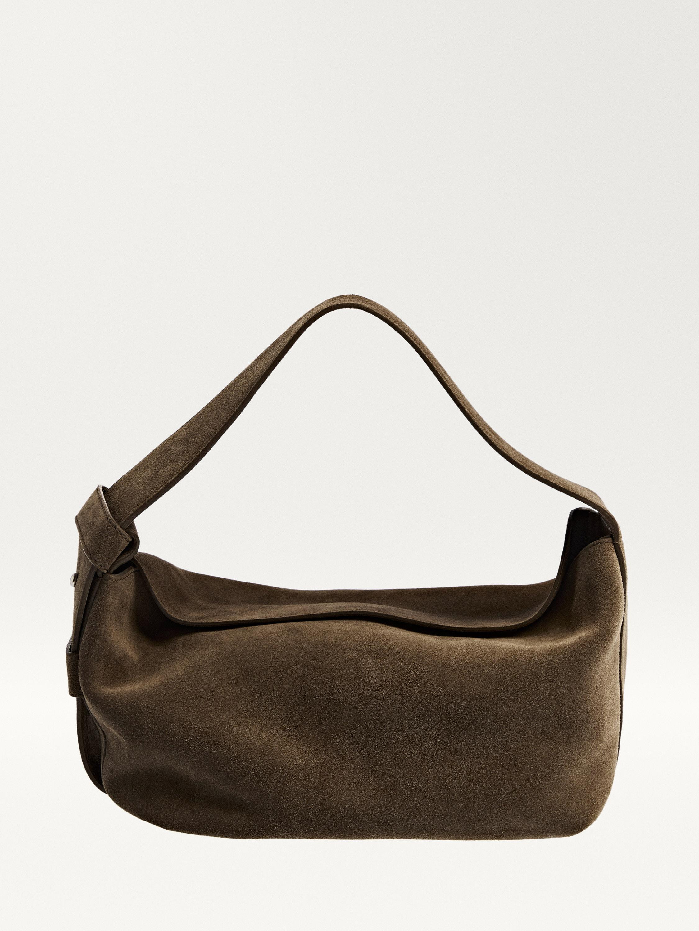Split suede leather shoulder bag | Massimo Dutti US