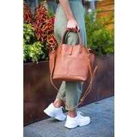 Full Grain Leather Tote Bag Brown Zippered Work Bag | Etsy (US)