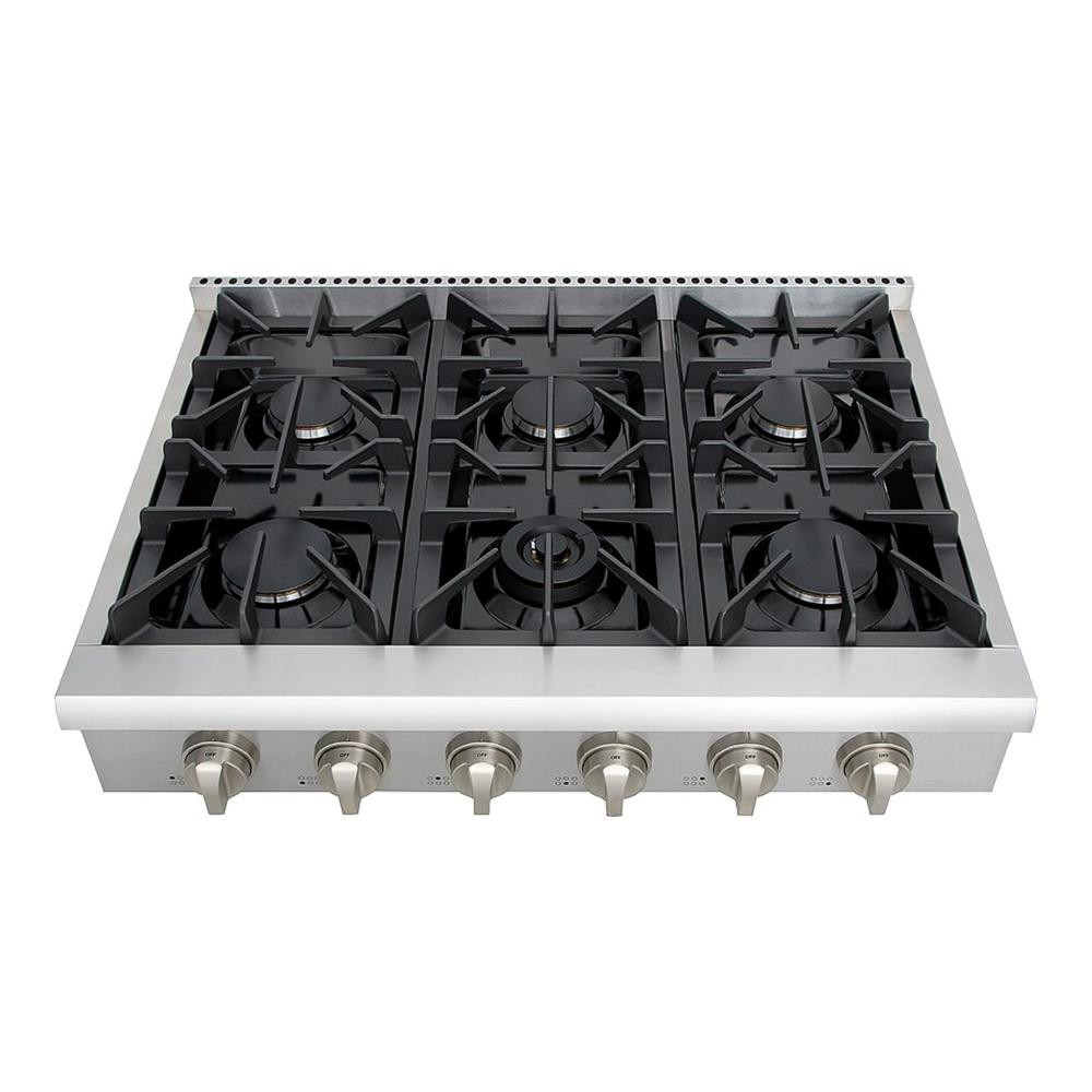 36 in. Gas Cooktop in Stainless Steel with 6 Burners | The Home Depot