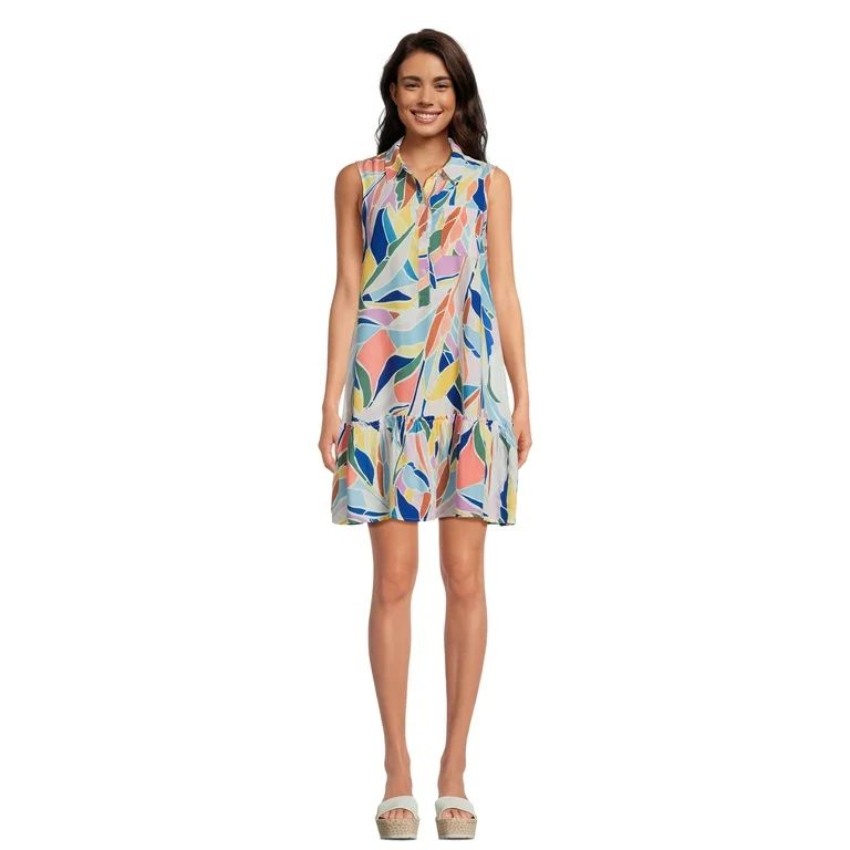 Time and Tru Women's and Women's Plus Sleeveless Shirt Dress, Sizes XS-4X - Walmart.com | Walmart (US)