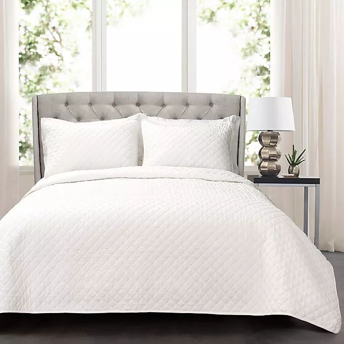 Lush Decor Ava Oversized King Quilt Set in White | Bed Bath & Beyond