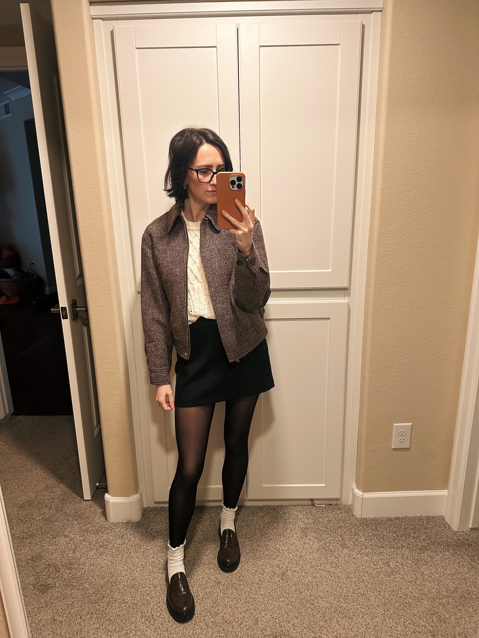 One of my favorite recent fall outfits 🤎🍂 love this tweed bomber jacket so much! Such a great layering piece & versatile enough to wear casually with jeans or more dressed up with a skirt and tights! 

#LTKSeasonal #LTKootd