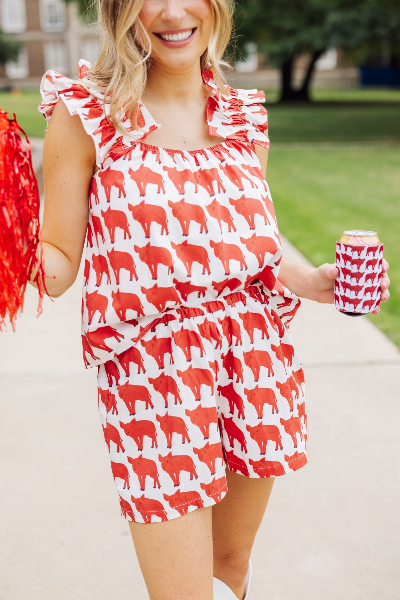 GAMEDAY IS HERE 🏈❤️🙌🏻🐗! Linking a few of my FAVORITE Arkansas Razorback looks for gameday in Fayetteville! Woo Pig Sooie / Hogs / red / black / white / romper / college gameday / lace dress / designer dupe / silk scarf / koozie / tailgate 

#LTKSeasonal #LTKFindsUnder100 #LTKStyleTip