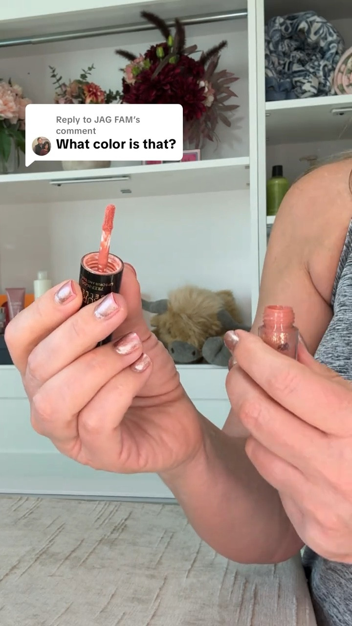 Finish Line is the shade you’re looking at. It’s the Laura Geller Prep-n-Go Lip Scrub and Tint Duo, and it’s literally two products in one. One end is a gentle sugar scrub that buffs off all the dry skin, and the other end is a hydrating tinted oil that gives you this soft, natural wash of color. It’s quick, it’s easy, and it’s perfect if you want smooth lips with a tint you can throw on and go.