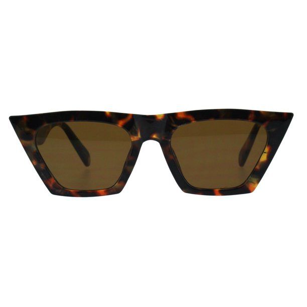 Womens Futuristic Squared Flat Top Cat Eye Goth Retro Mod Sunglasses Tortoise Brown | Walmart (US)