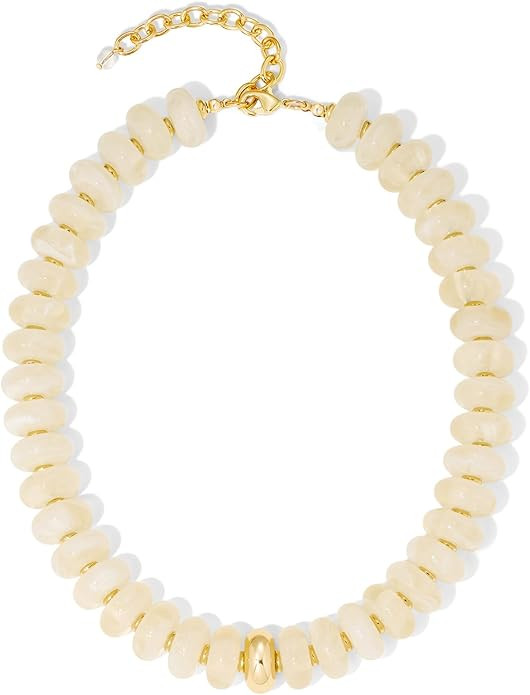 Mothers Day Gifts Chunky Beaded Choker Necklace for Women Statement Necklace with Gold Accent Adj... | Amazon (US)