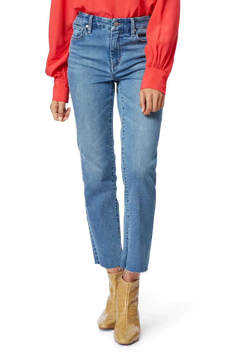 Lilly High Waist Raw Hem Ankle Straight Leg Jeans | Nordstrom