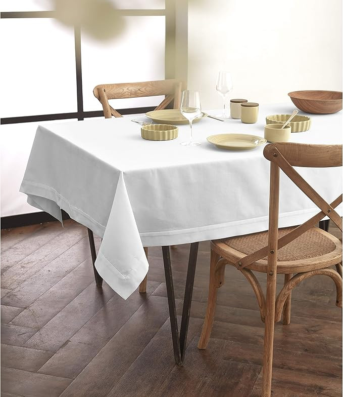 Cotton Linen Tablecloth White – 60 x 104 Inch, Natural Fabric Machine Washable Tablecloth by So... | Amazon (US)