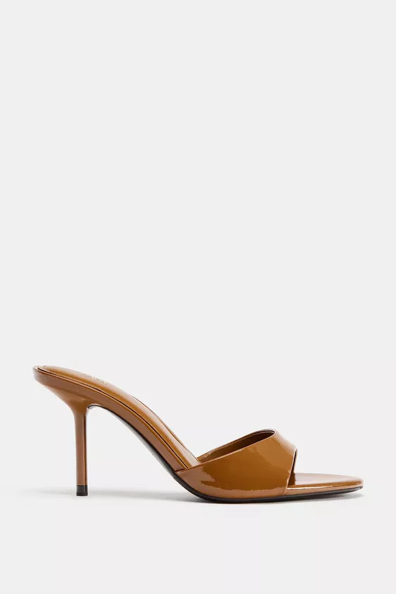 PATENT FINISH HEELED MULES | Zara UK
