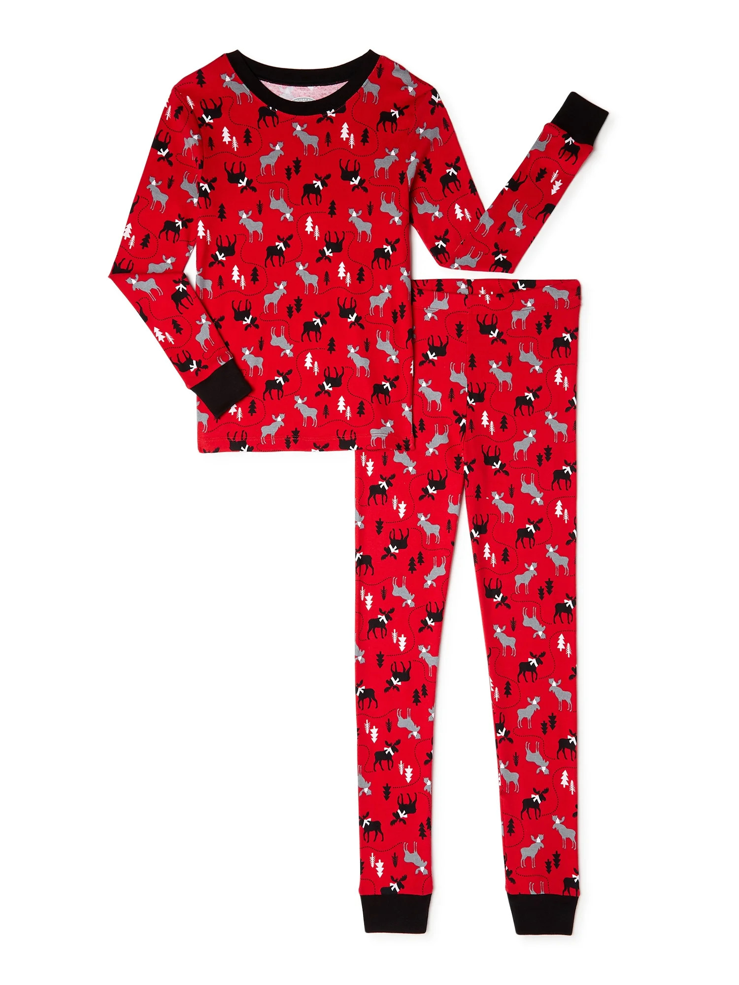 Holiday Time Boys Christmas Cotton Tight Fit Long Sleeve Shirt and Pants Pajama Set, 2-Piece, Siz... | Walmart (US)