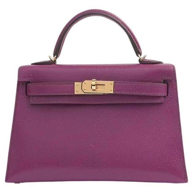 Mini Kelly Sellier 20 in Anemone Chèvre with Permabrass Hardware | 1stDibs