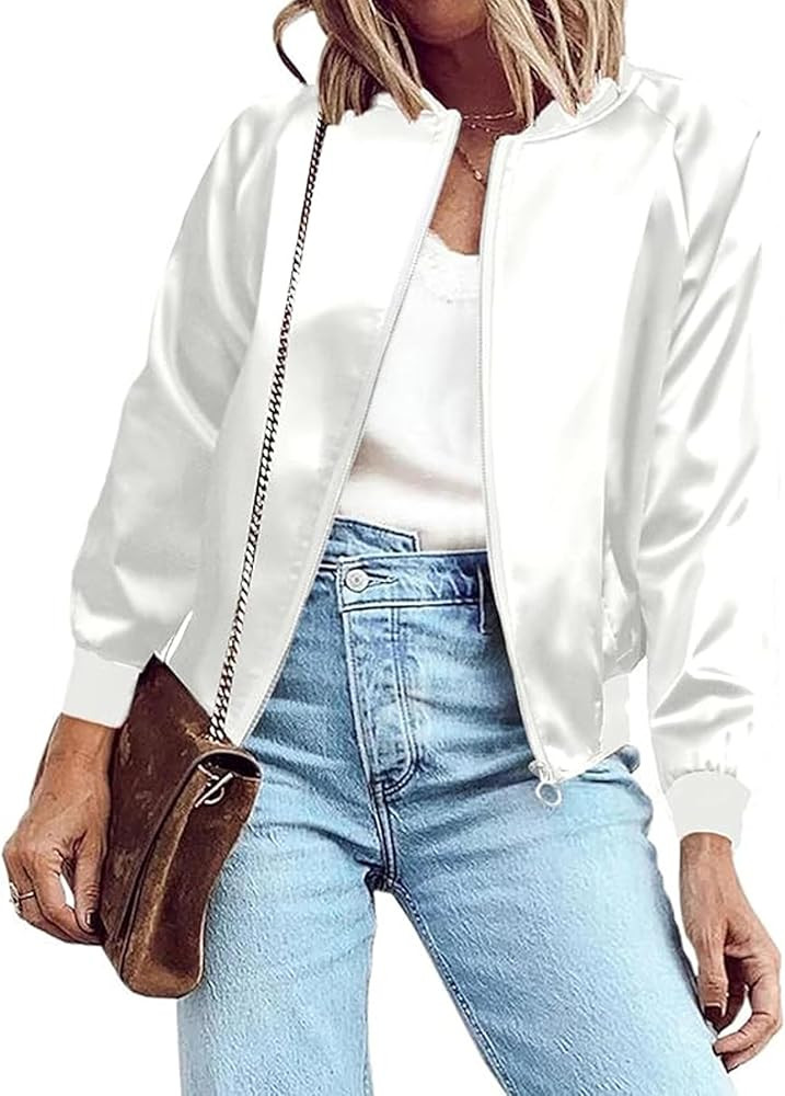 Zeagoo Women's Bomber Jacket Lightweight Zip Up Jacket Casual Striped Jacket Coat Outerwear Windb... | Amazon (US)