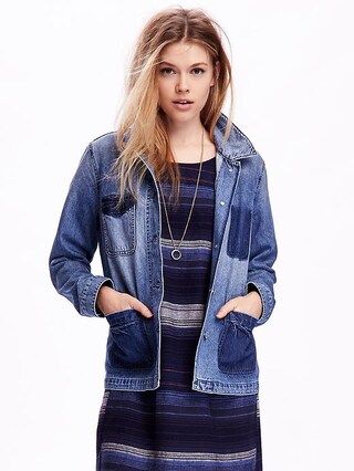 Old Navy Distressed Denim Shirt Jacket For Women Size S Tall - Meg | Old Navy US